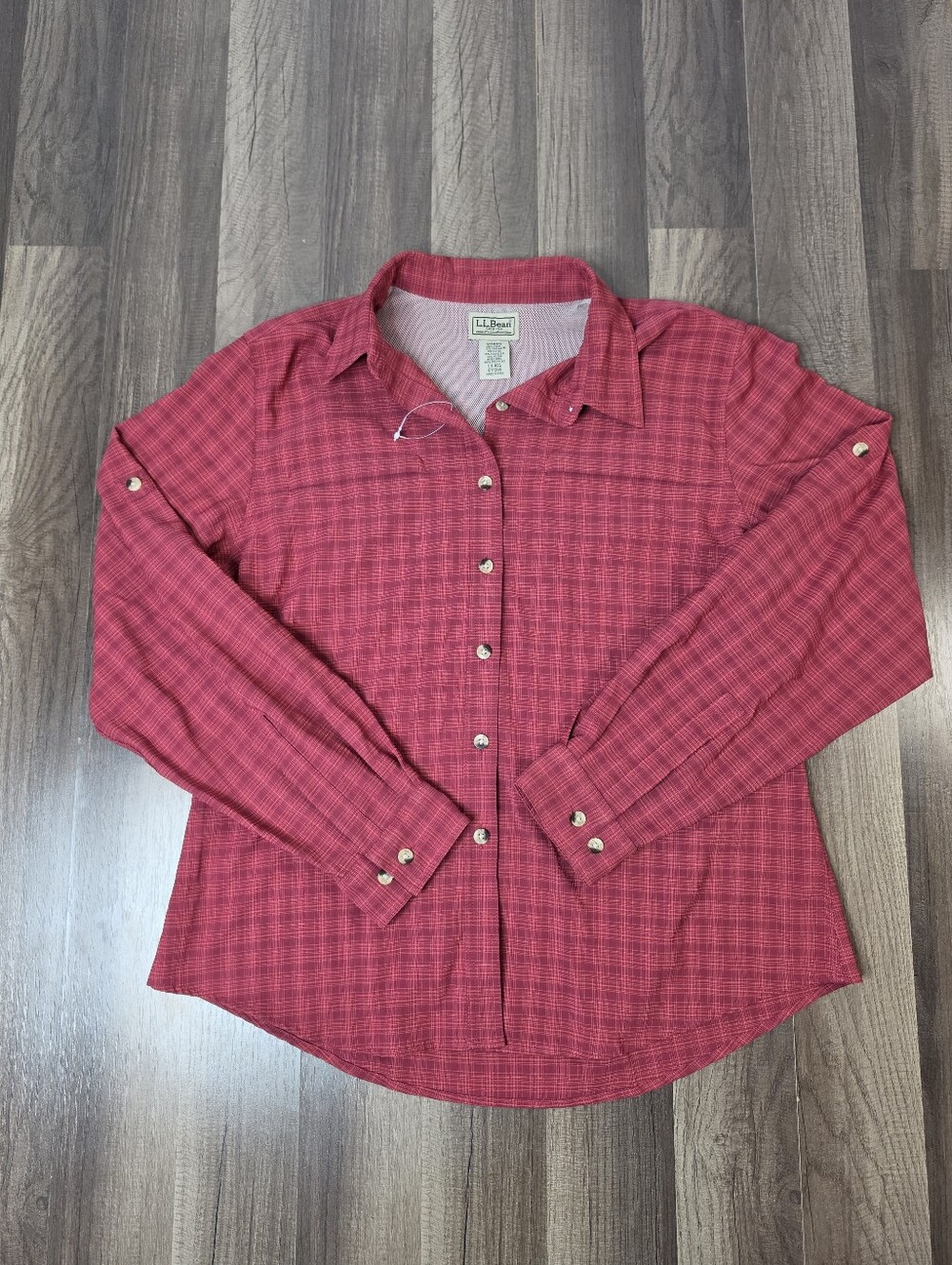 L.L. Bean Coolmax Performance Plaid Button Up Shirt Cobincore Gorpcore Granola L